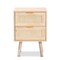Baxton Studio Baird Mid-Century Modern Light Oak Brown Finished Wood and Rattan 2-Drawer Nightstand 176-11249-Zoro - alternate 8